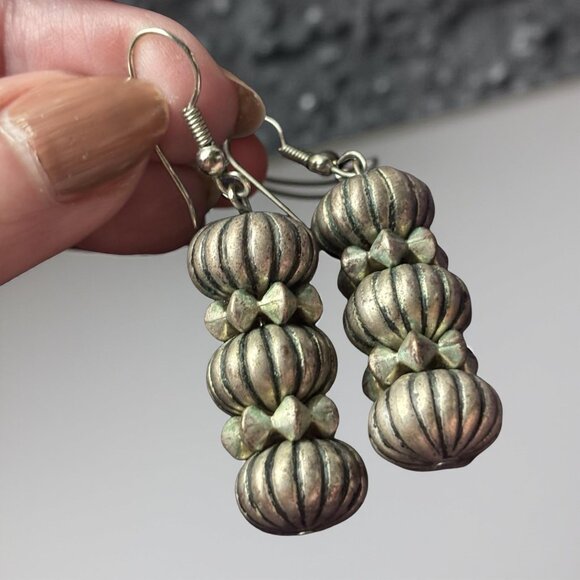 Vintage Silver-Tone Bead Earrings – Southwestern Boho Tribal Style - Picture 8 of 8